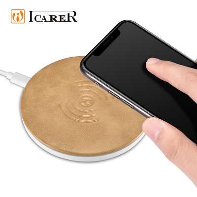 New Product Microfiber Leather Fast Wireless Charging QX100 Wireless Charger for Samsung Galaxy