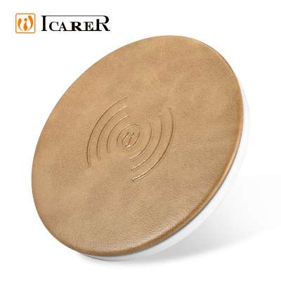 2018 Effective and Environmental Microfiber Leather 10W Fast Wireless Charging Pad QX100 Wireless Charger for Samsung Galaxy